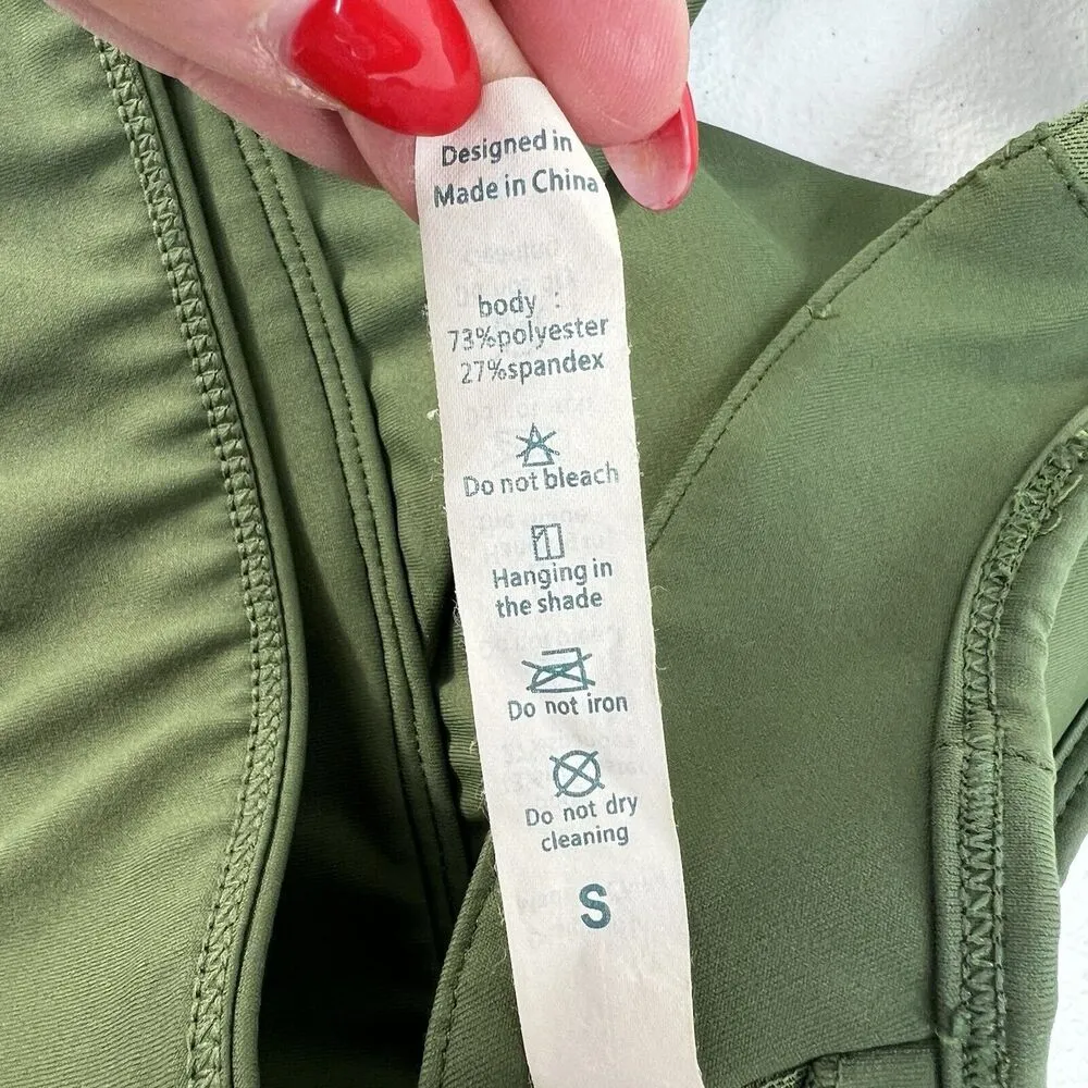 Titan Small Sports Bra Medium Support Open Back Removable Padding Green Stretch - Image 8