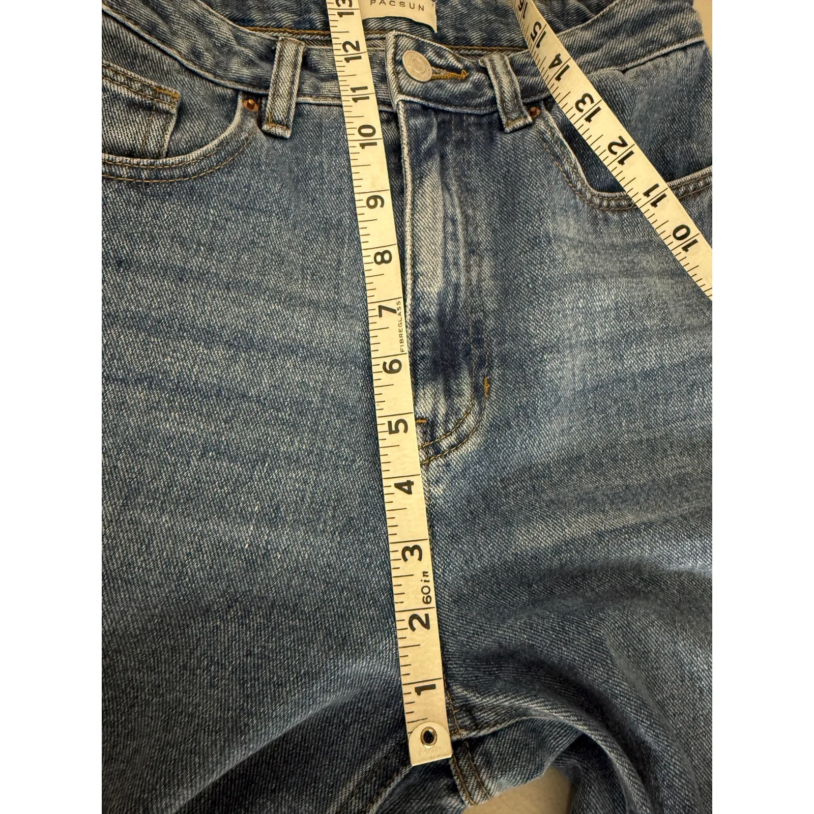 Pacsun 100% Cotton Denim 90's Boyfriend High Rise Relaxed Wide Leg Blue Jeans 27 - Image 7