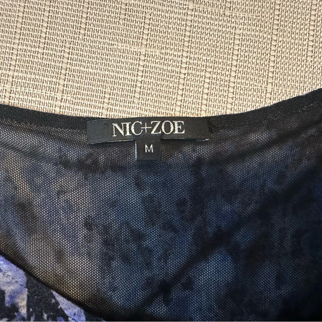 Nic & Zoe Geometric Abstract Pattern Twist Dress Size MED Blue Black - Image 8