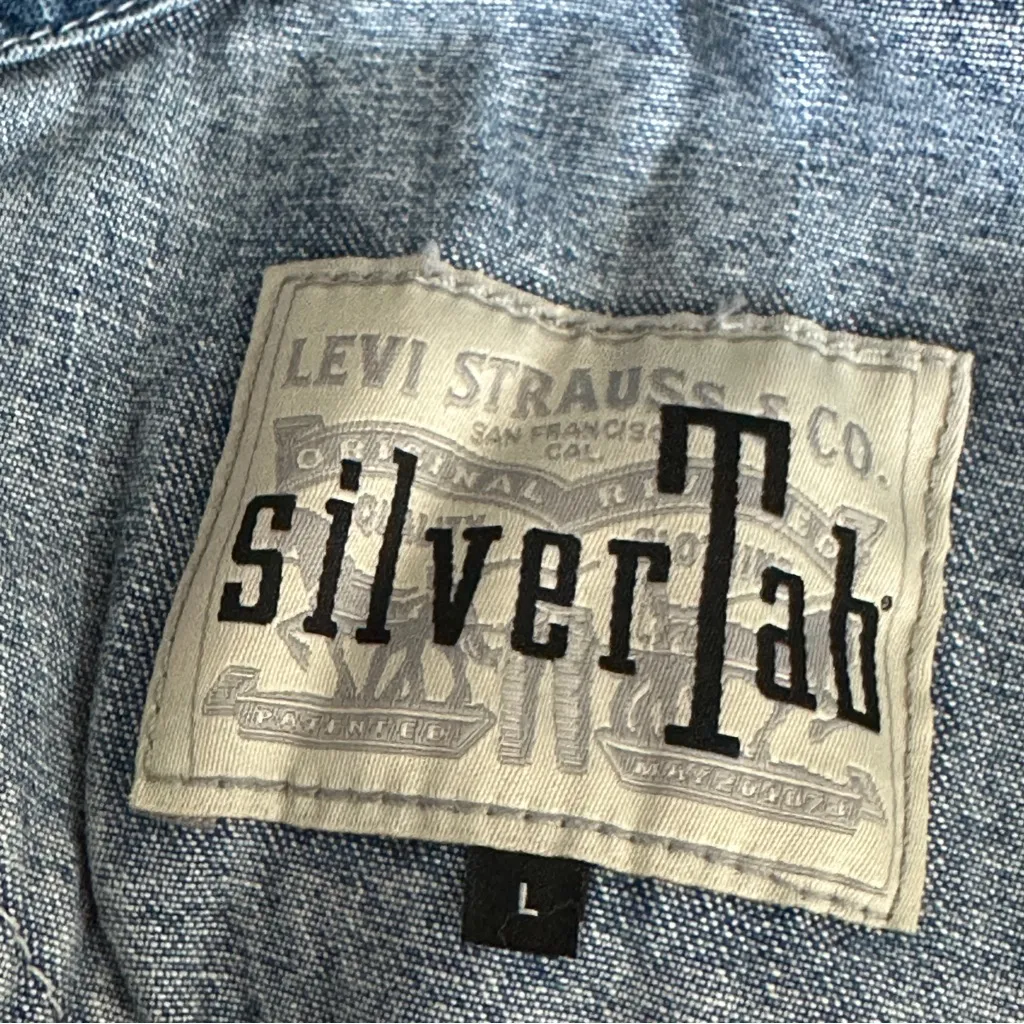Levi's Jeans SilverTab Vintage Inspired Cotton Denim Overalls Women's Size L - Image 4
