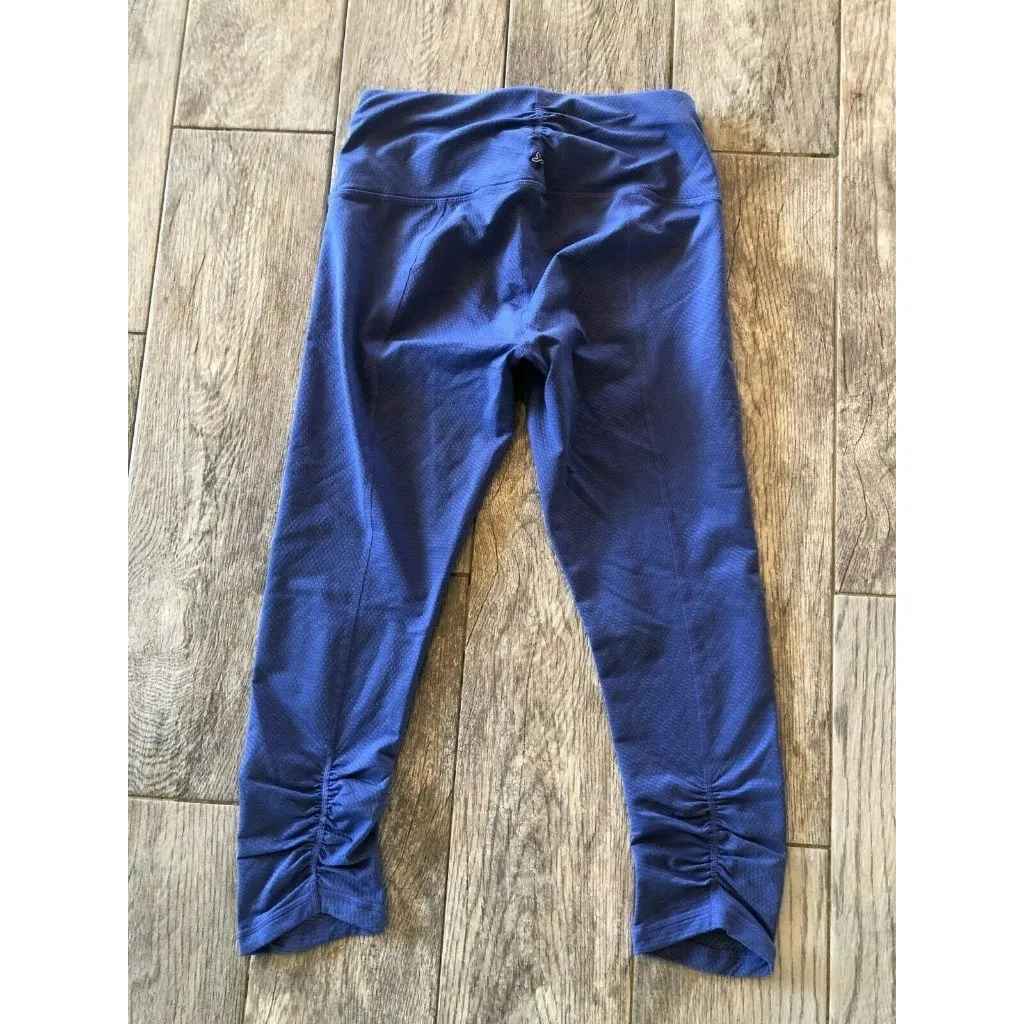 Prana Knicker Misty Crop leggings Small Jacquard Royal blue Ruched yoga‎ Pants - Image 4