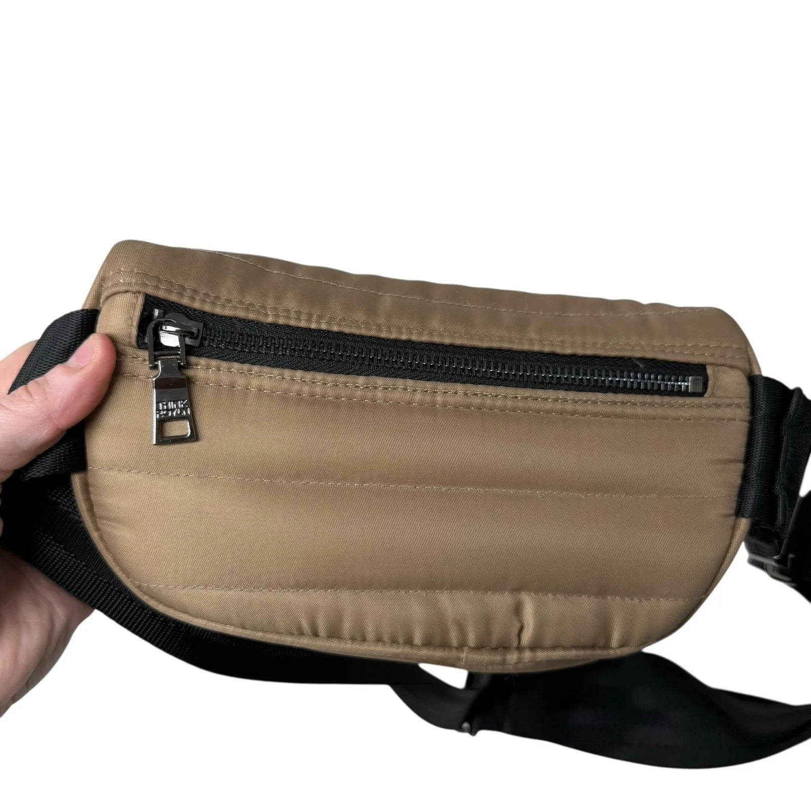 Think Rolyn Belt Waist Bum Bag Travel Taupe Brown Nylon - Image 3