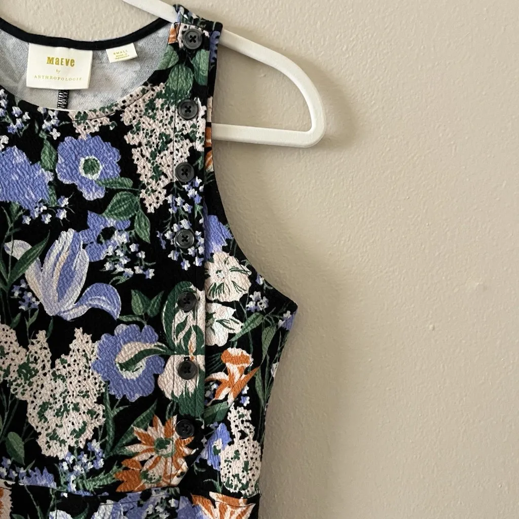 Mauve Brenner Top Anthropologie Dark Floral Classic Preppy S Blouse Coquette Blk Black Size M - Image 4