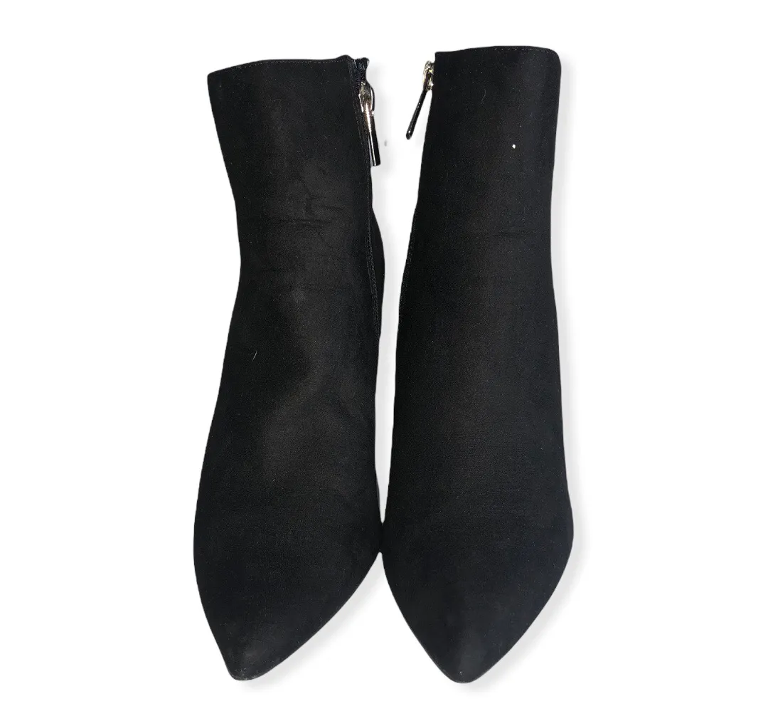JustFab Rosamund Pointy Suede Block Heeled Bootie - Image 5