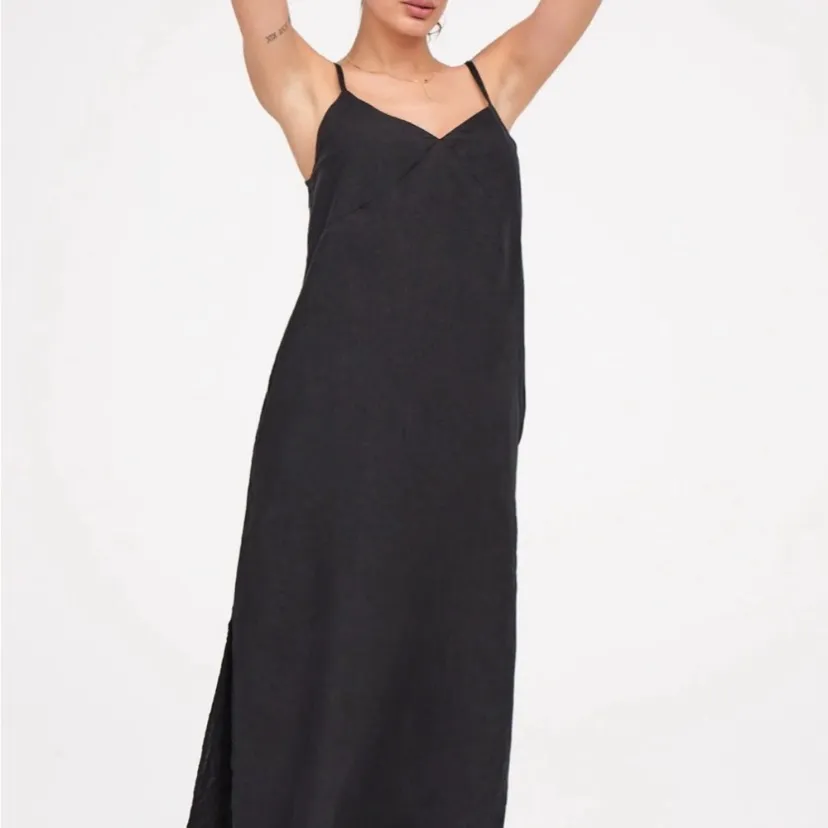 MATE The Label Linen Maxi‎ Dress size xl black coastal minimalist vacation airy - Image 6