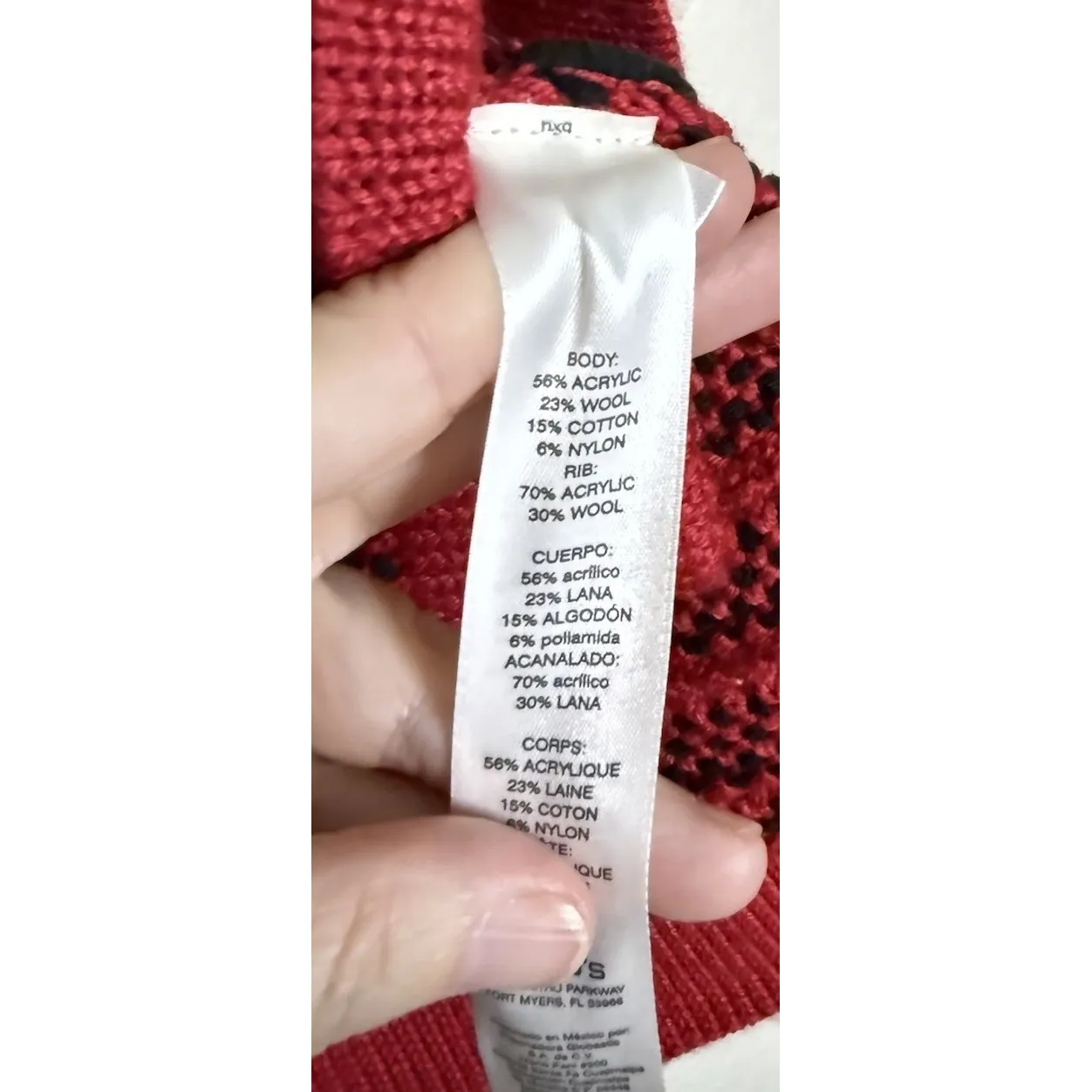 Chicos 3 US XL Red Black Button Cardigan‎ Knit Flare Sleeve Travel Career Preppy - Image 8