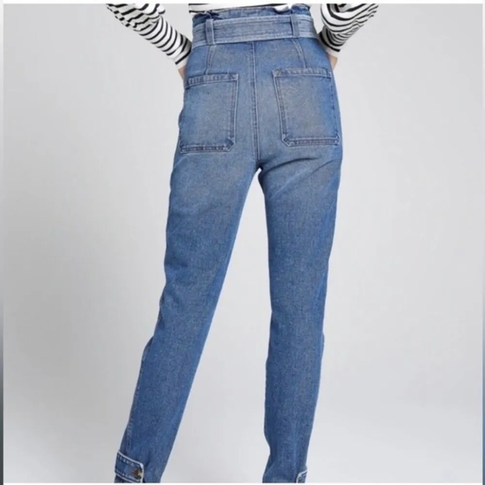 A.L.C. Luke High Waisted Paper Bag Denim Pants in Light Indigo - Image 3