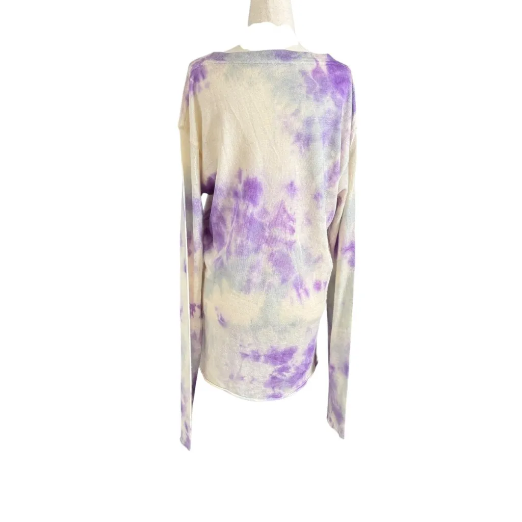 The Elder Statesman Cashmere Tie Dye Long Fit Sweater Top Purple Size M - Image 5