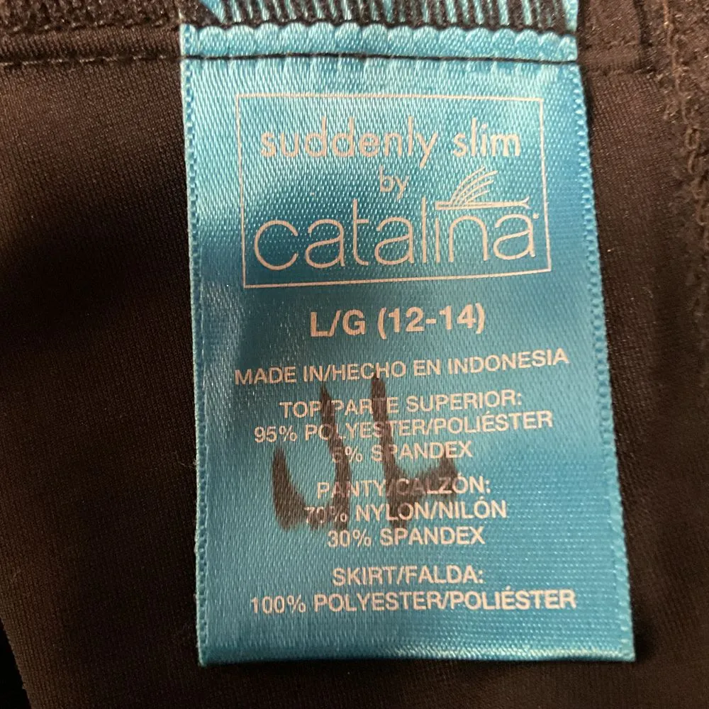 Suddenly Slim By Catalina Swim Skirt Black Built in‎ Brief Size L/G Swimwear - Image 6