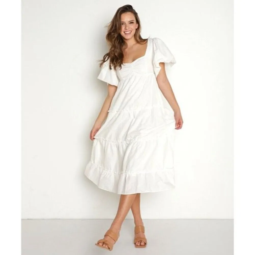 Show Me Your Mumu Odette Midi Dress in White Small Womens Long Cotton - Image 12