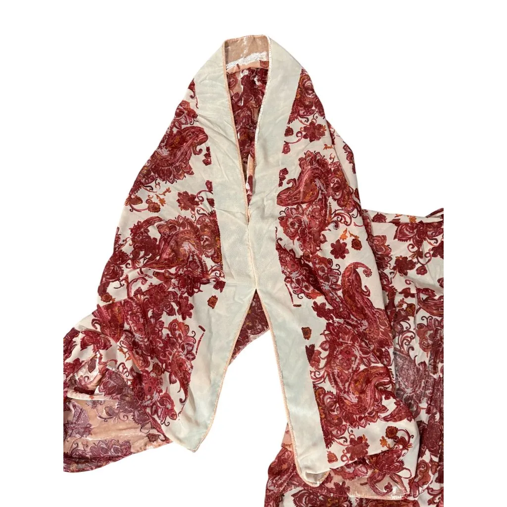 NEW Torrid Velvet Burnout Pink Red Whimsy Goth Fairy Kimono Cardigan Shawl Sheer - Image 2