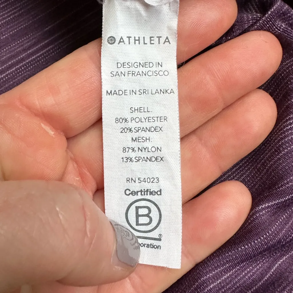 EUC- Athleta Purple Striped Conscious Crop Top size S - Image 5