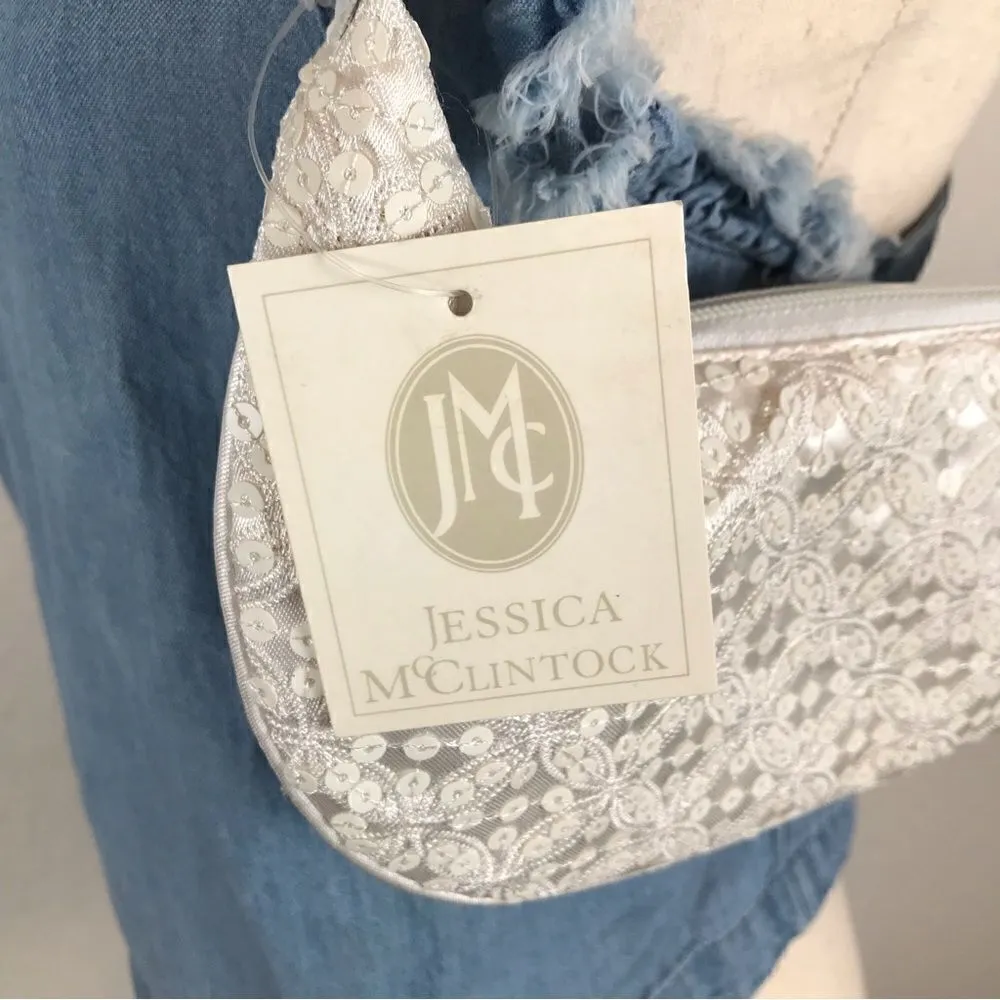 Vintage Y2K Jessica McClintock white beaded sequined embroidered mini bag White - Image 6