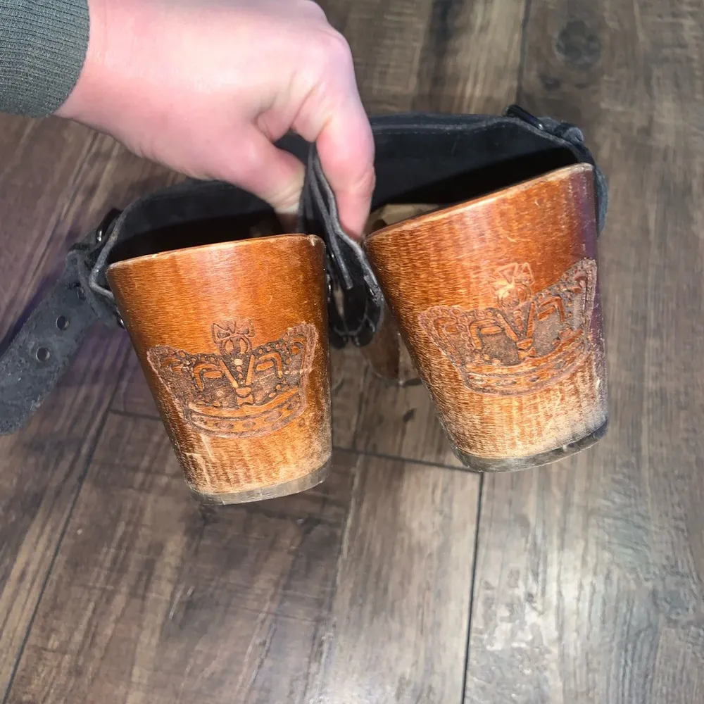 Y2k juicy couture vintage black wooden clogs logo crown detail silver Diamond 7 - Image 5