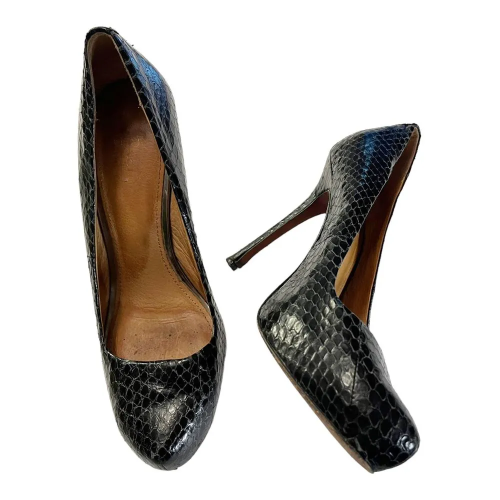 COACH Snake Embossed Pumps Leather Black Stiletto Heels Almond Toe Size 7 GUC - Image 2
