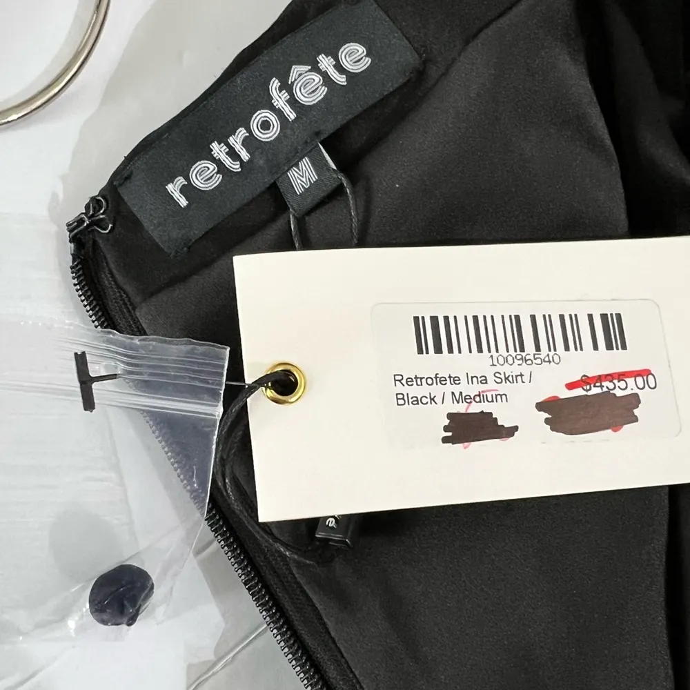 Retrofête NWT Ina Skirt Black Silk Ruched Mini Skirt M Whimsigoth Dark Fairy - Image 6