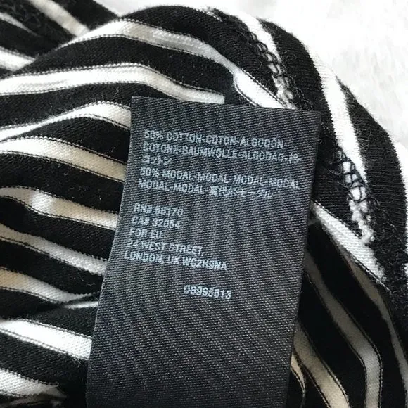 By Anthropologie Women's Black, White Striped‎ 100% Cotton Crewneck Tee Size S - Image 6