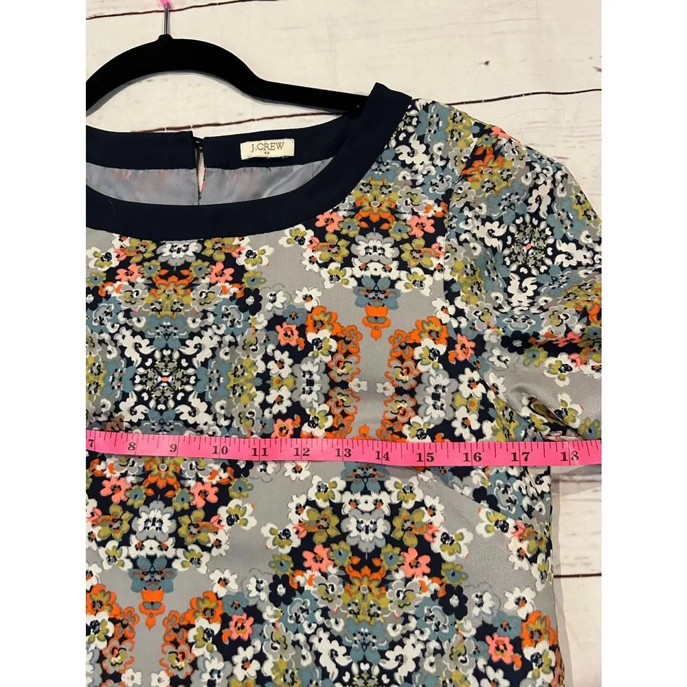 J Crew Factory Sheath Dress Size Small Microfloral Navy - Image 6