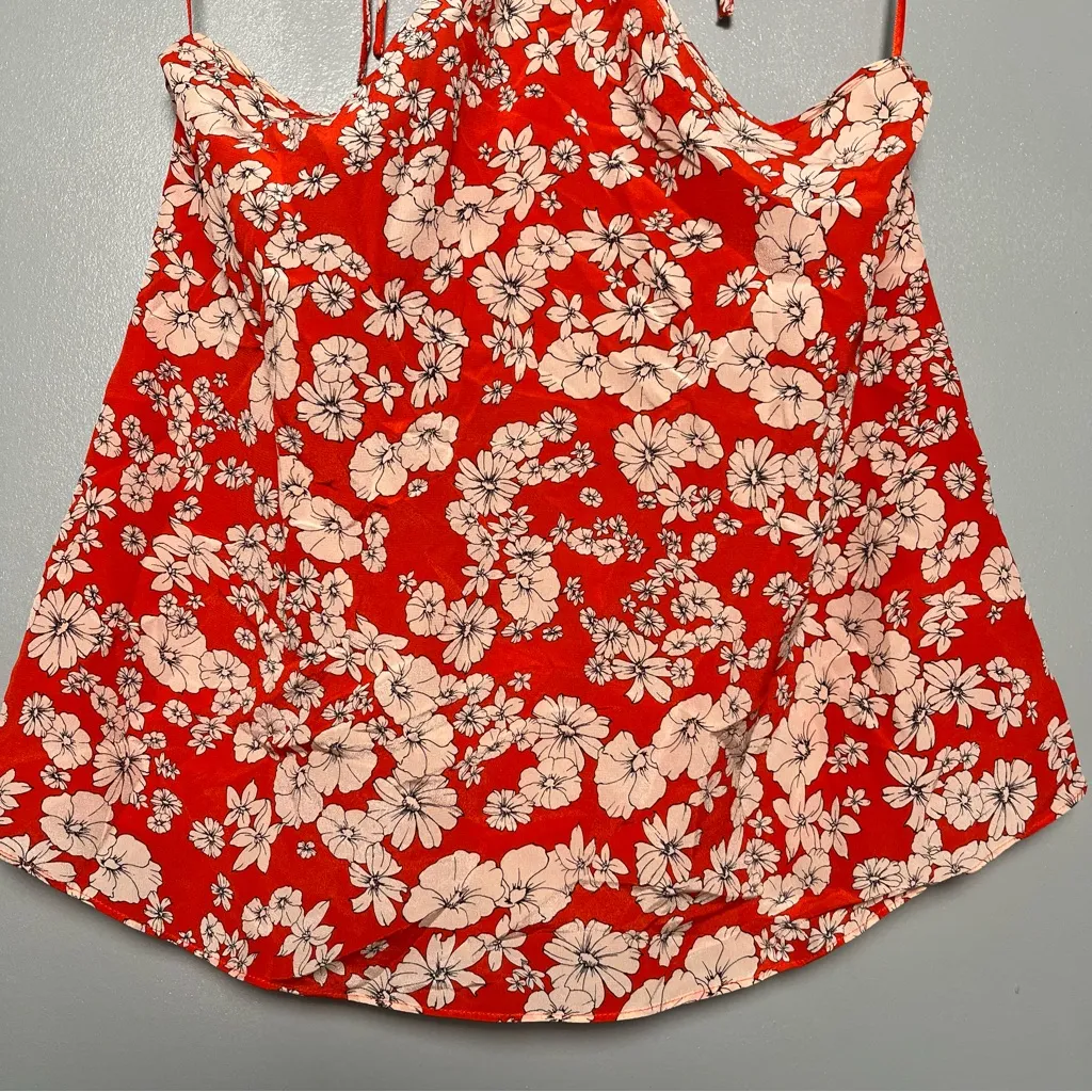 Rebecca Taylor Cherry Blossom Red Floral Silk Halter Top Women’s Size 2 - Image 6