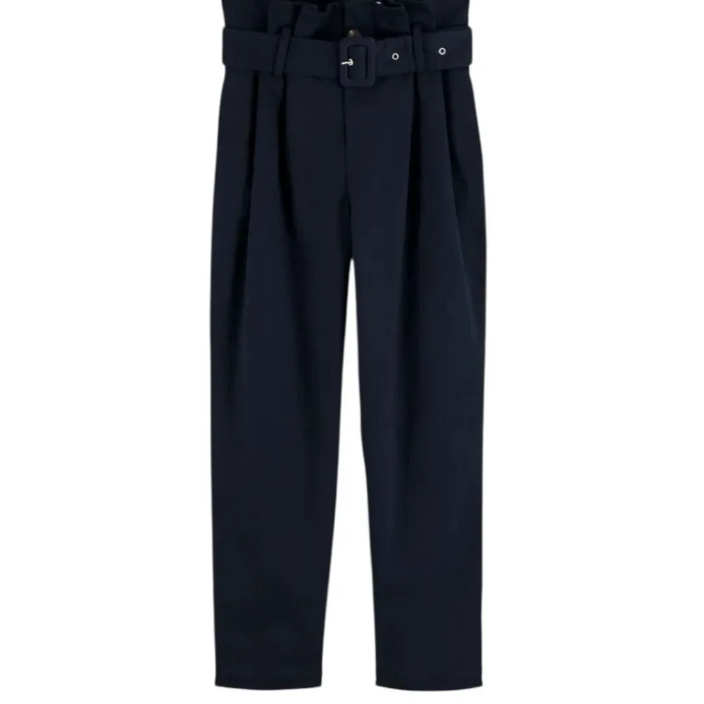 SCOTCH & SODA Navy Blue High Rise Peached Cotton Paper Bag Pants Size XS 140.00 - Image 4