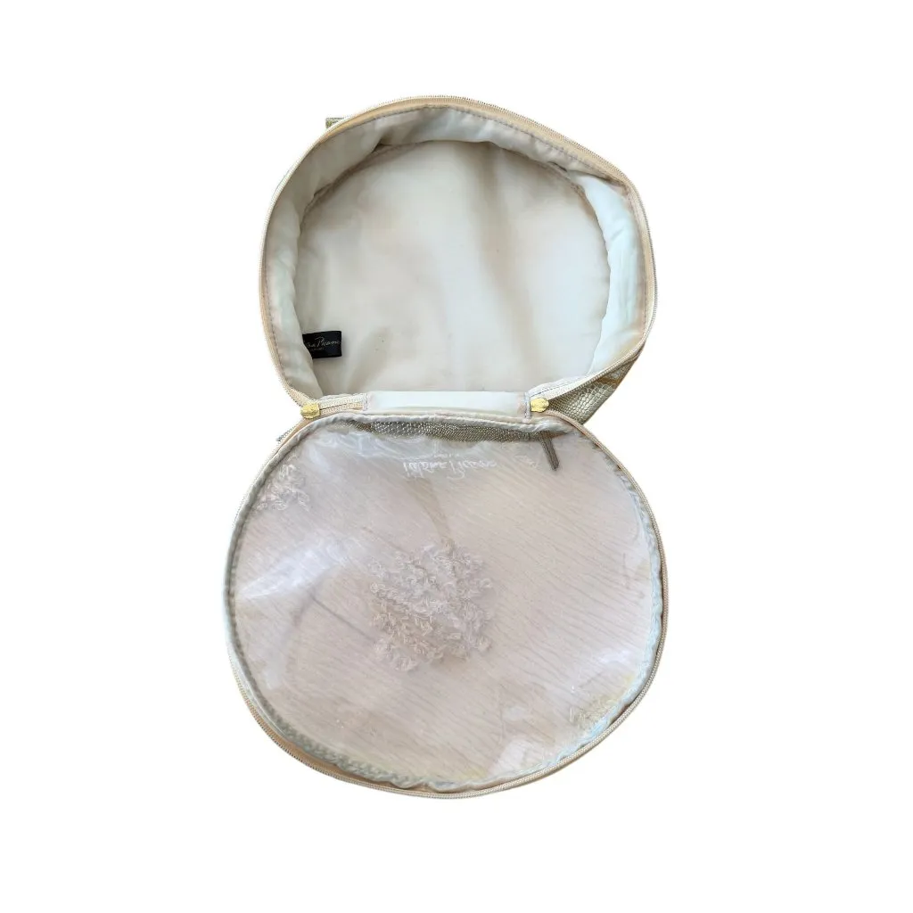 PALOMA PICASSO Gold Clear Round Travel Cosmetics Makeup Case Bag - Image 3