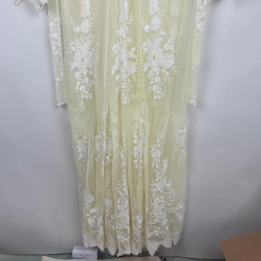 Arnhem Lace Bohemian Maple Maxi Dress Kimono Duster White Festival Size 6 NWT - Image 11