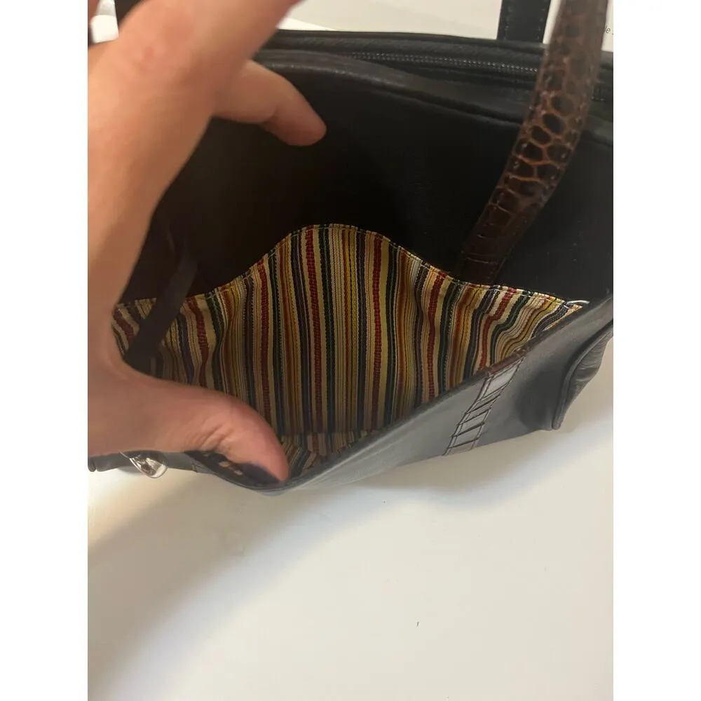 Brighton Double Pocket Black & Brown Leather Medium Shoulder Handbag RETIRED! - Image 13