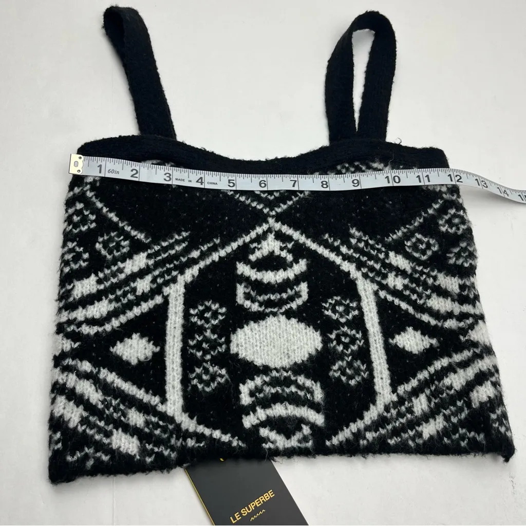 Le Superbe Clairvoyant Bra‎ Top Women Small Black White Sweater Cropped Tank NEW - Image 6