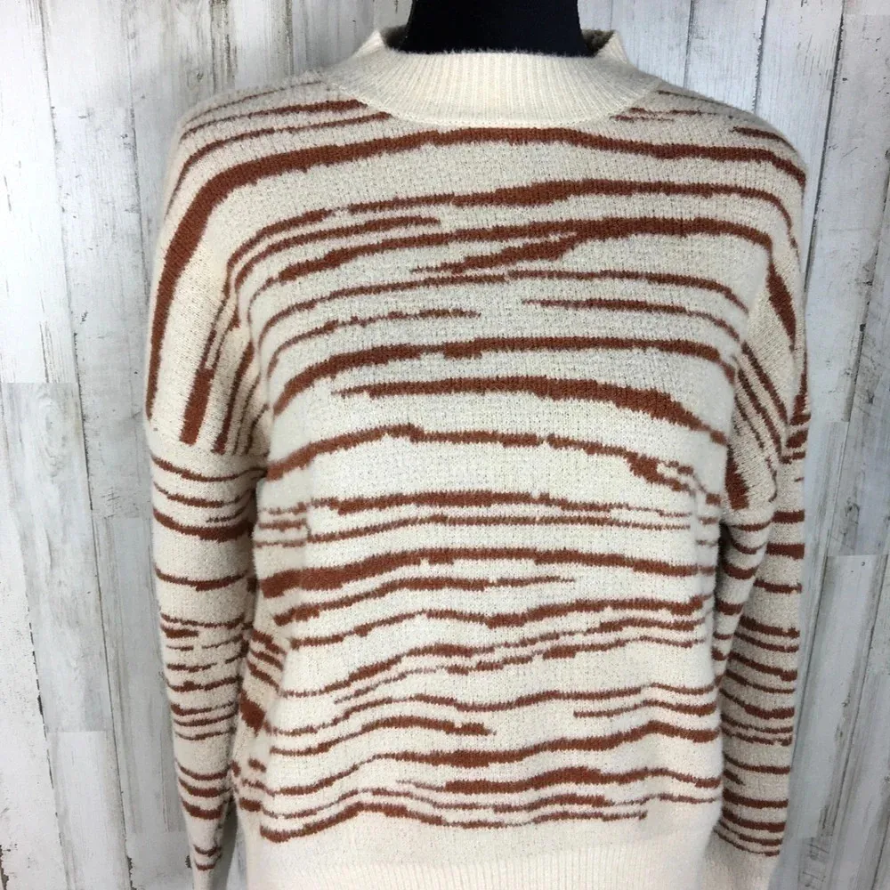 4Sienna Rebecca Zebra Print Sweater Top Brown Tan - Image 6