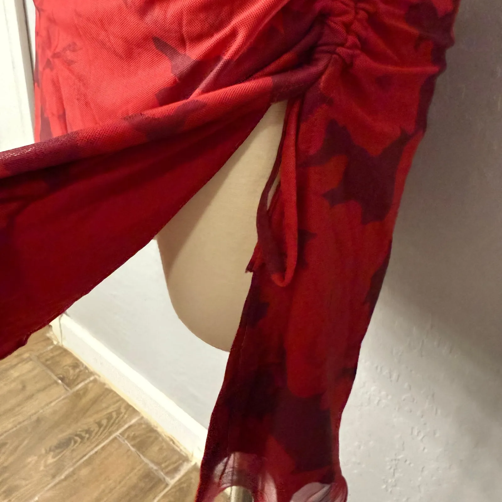 Princess Polly Donelli Mini Dress Burgundy, Red Floral, 6 - Image 5