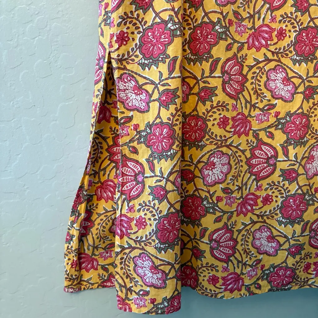 dRA Los Angeles Cassie yellow marigold floral print shirt dress size small - Image 9