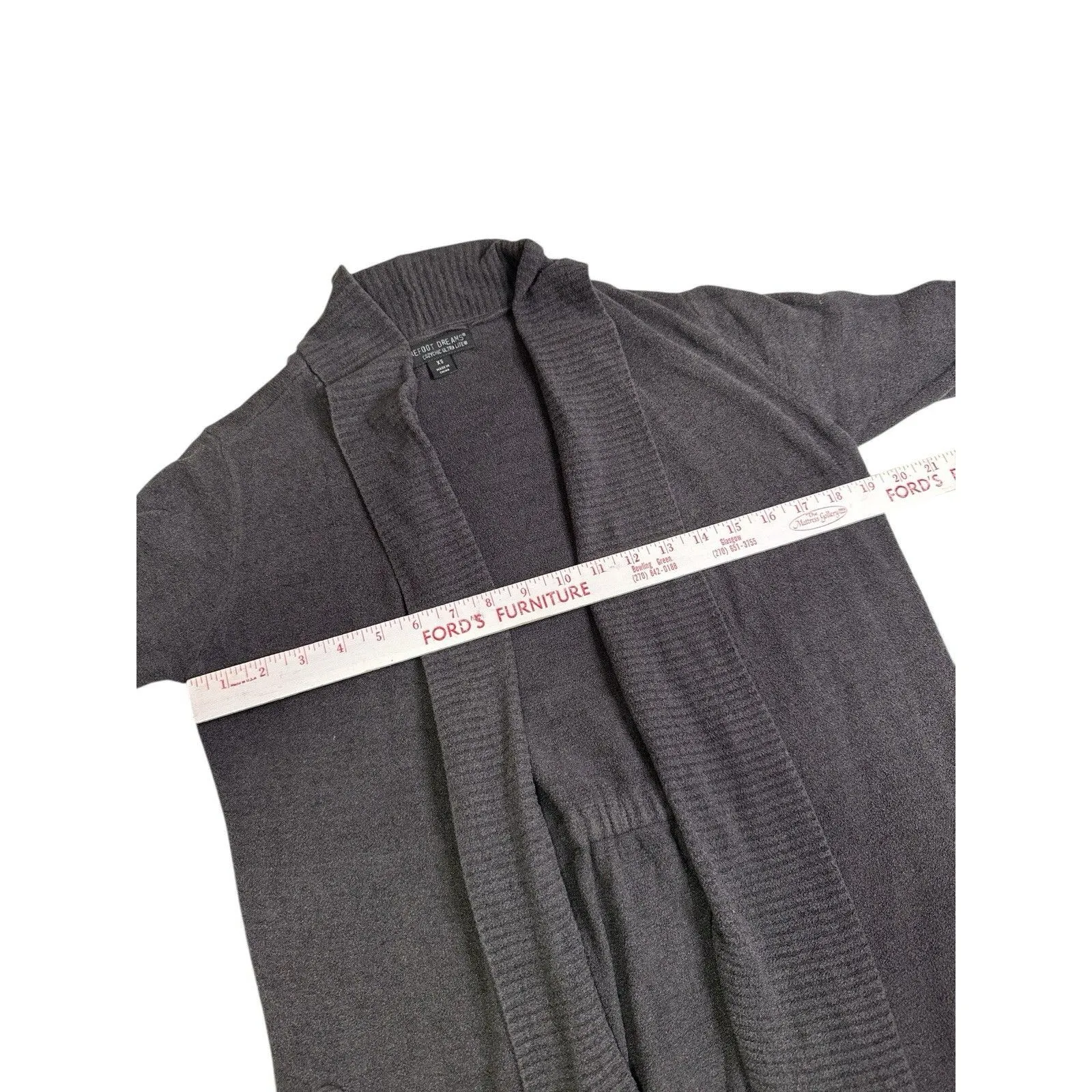 BAREFOOT DREAMS CozyChic Ultra Lite Cardigan Gray XS Open Knit Drape Loungewear - Image 7