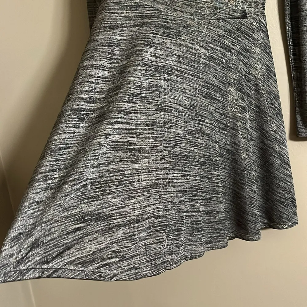 Guess Gray/Black Gold Metallic A-line Long Sleeves Dress Sz L Work Special Event - Image 2
