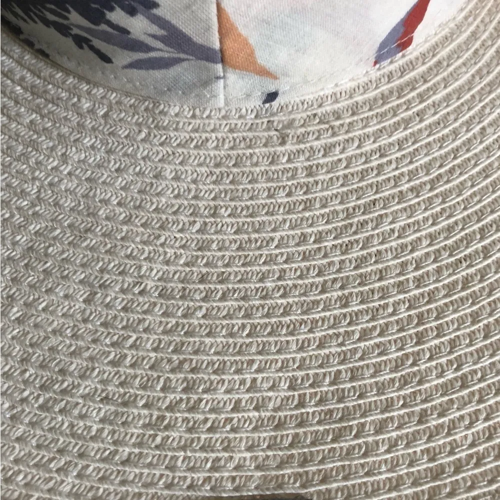 Straw Outback Sun Hat Natural Sz SM Ribbon Detail Summer Beach Pool - Image 5