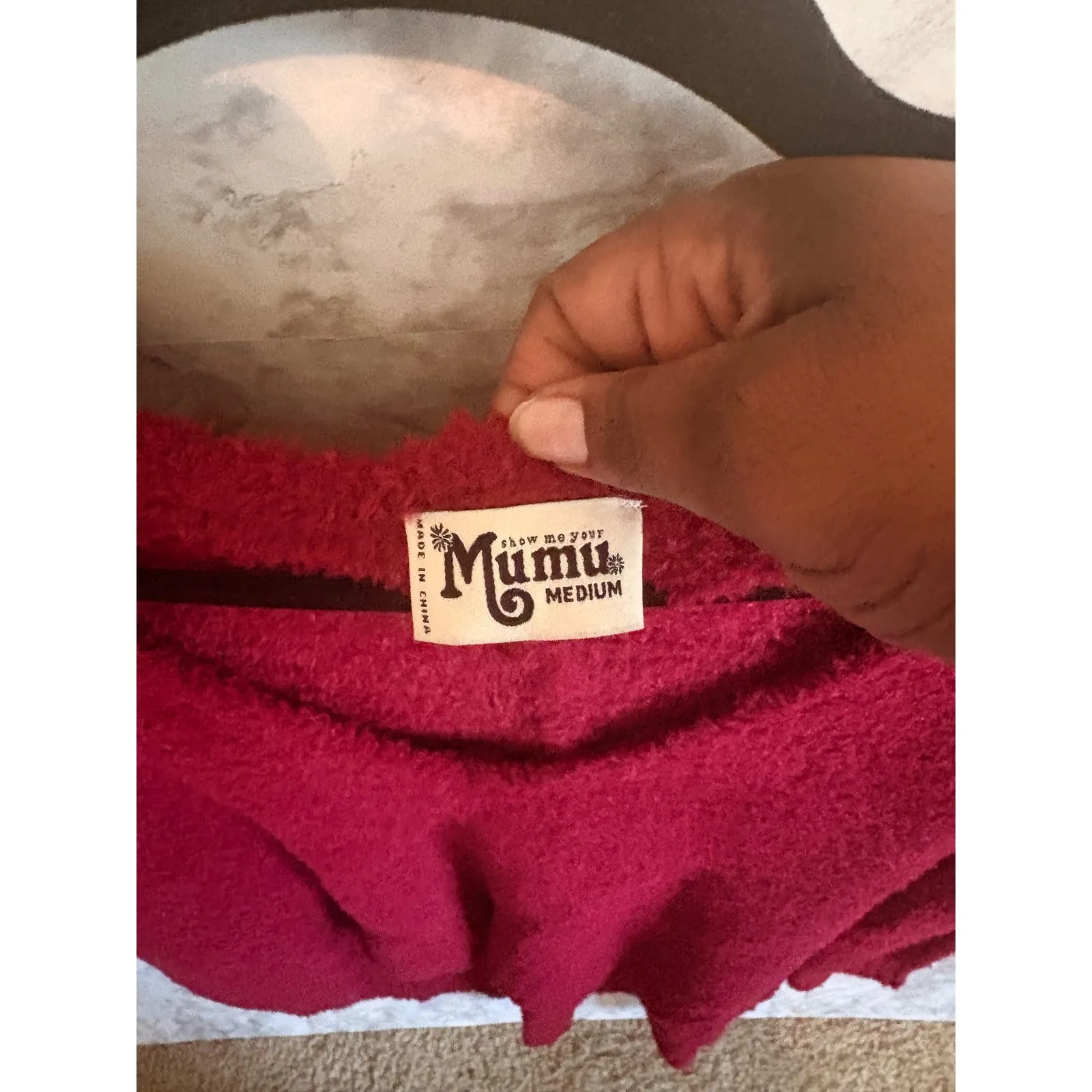 Show Me Your Mumu Hug Me Sweater Majestic Maroon Women's V-Neck Oversized Knit M - Image 4