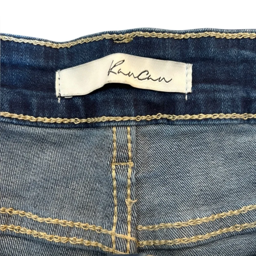 KanCan High Waisted Jeans Shorts Frayed Hem Womens Size 11 Blue - Image 3