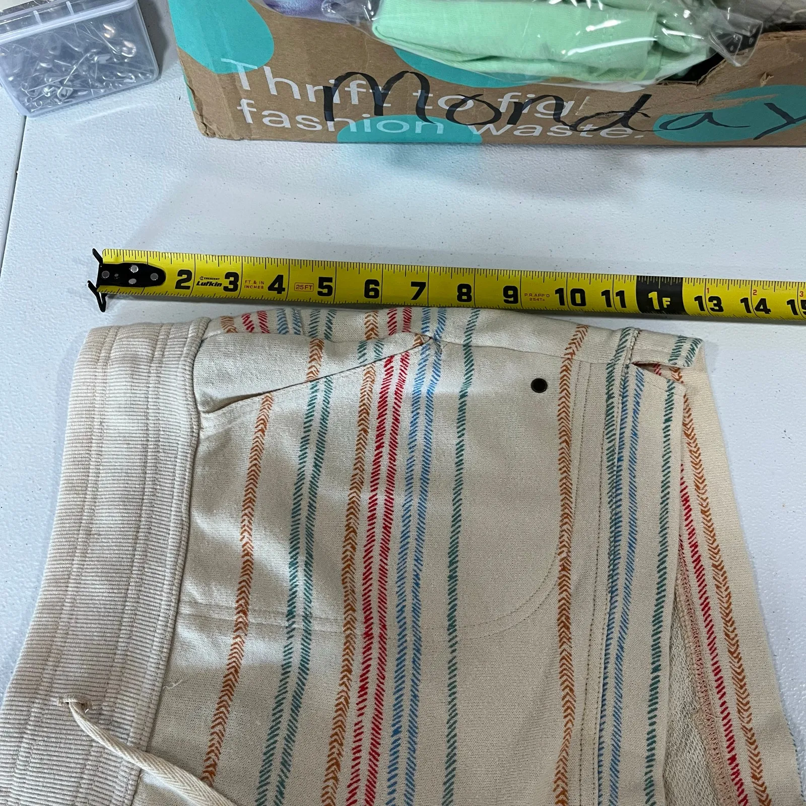 PRANA Women’s Cozy Up 3″ Shorts Stripe Hemp Blend Lounge Womens Large - Image 9