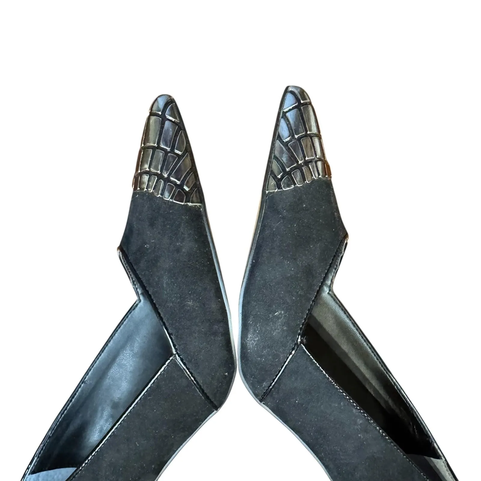 J Renee Shoes Womens Size 7.5 Black Pointed Toe Pumps Stiletto‎ Croc D'Orsay - Image 7