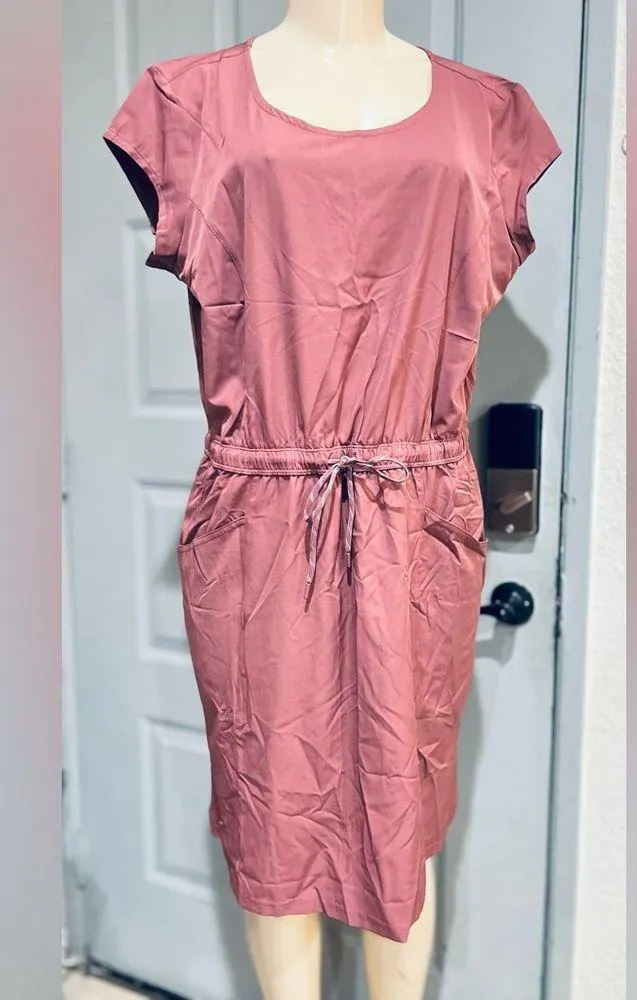 Avalanche Women's Drawstring Waist Short Sleeve Woven Dress With Pockets size L - Image 6