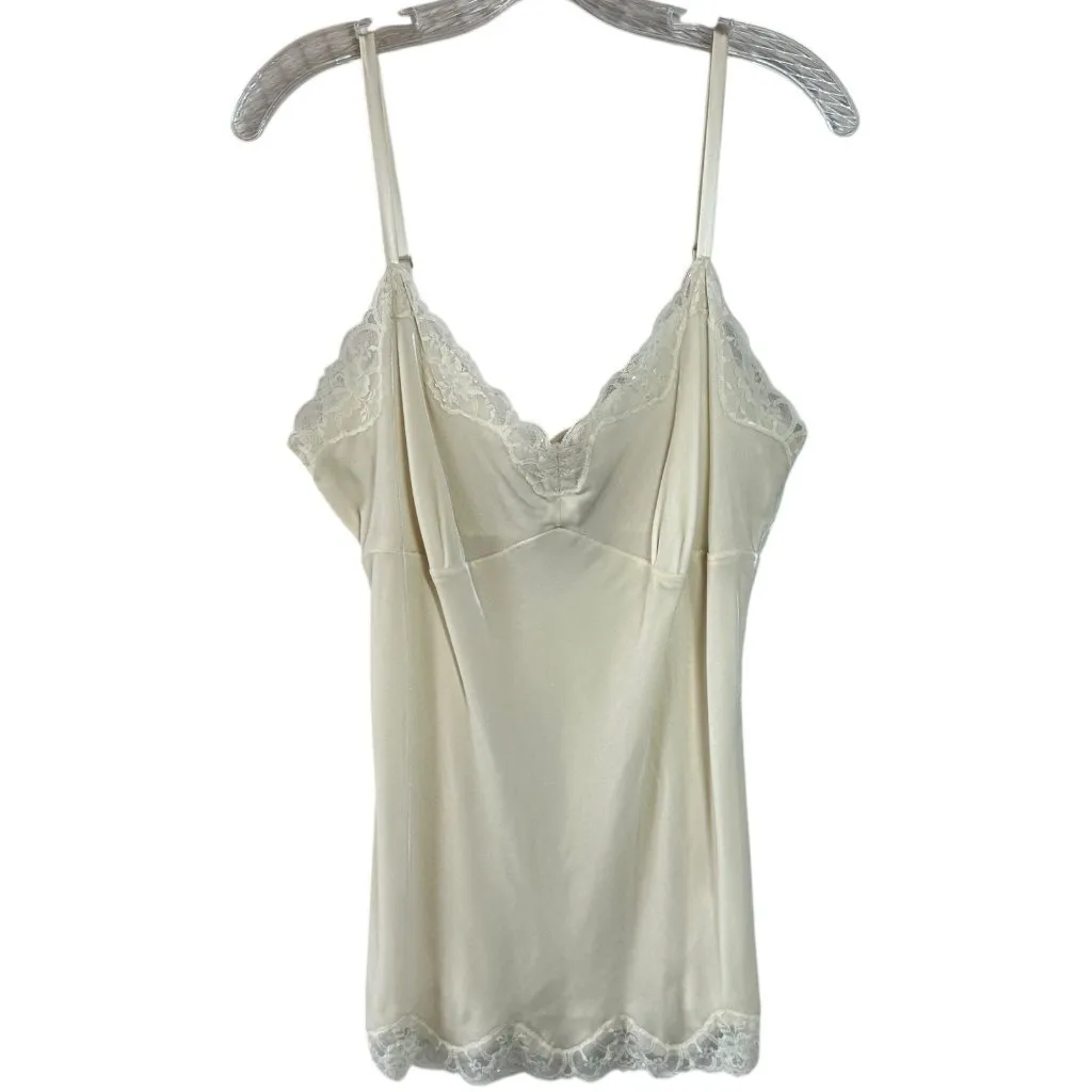 Vintage Y2K Ivory Velvet & Lace Beaded Cami Top Karen Kane Size Large - Image 2
