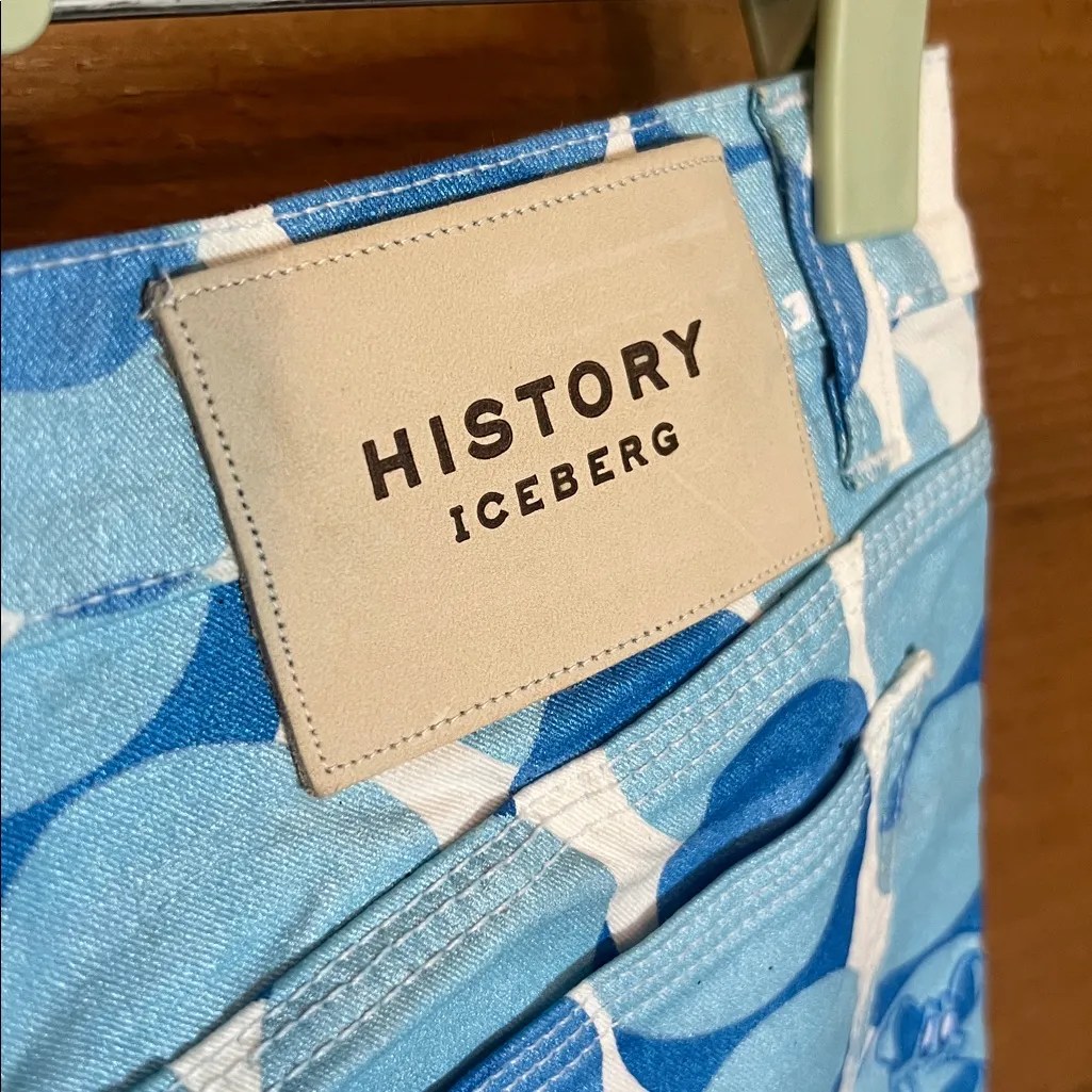 Vintage Y2K Iceberg History Cartoon Looney Tune Blue Circle Denim Capri Jean 30 - Image 3