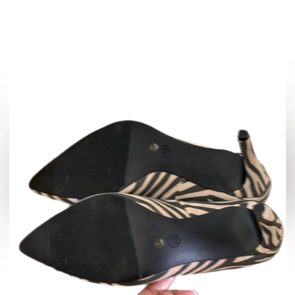 Worthington Office Siren Heels 9.5 Black White Stripe Animal Print Pointed Toe - Image 10