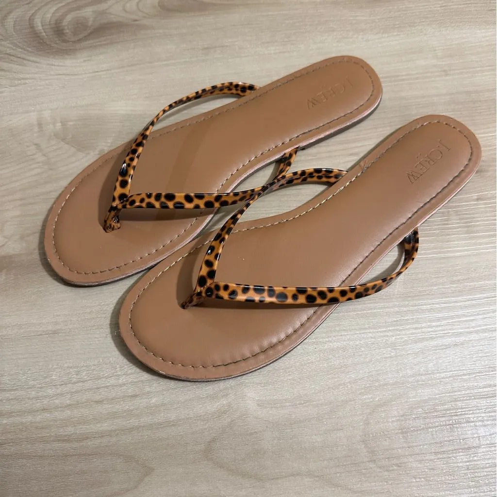 J.Crew Brown Animal Print Thong Flip Flop Sandals‎ Size 10 - Image 8