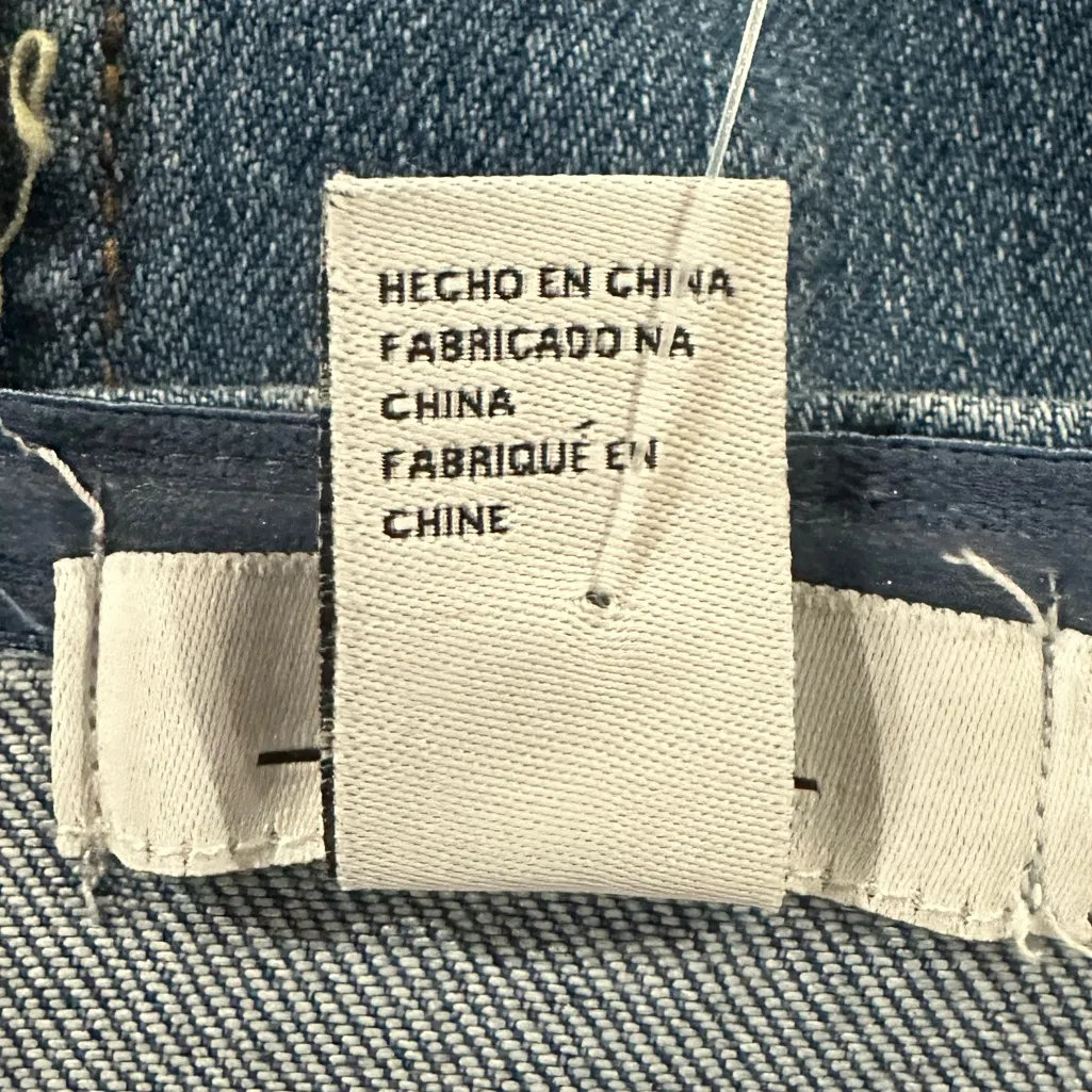 Forever 21 Blue Denim strapless mini dress w Brown Embroidery Sz L nwt - Image 7