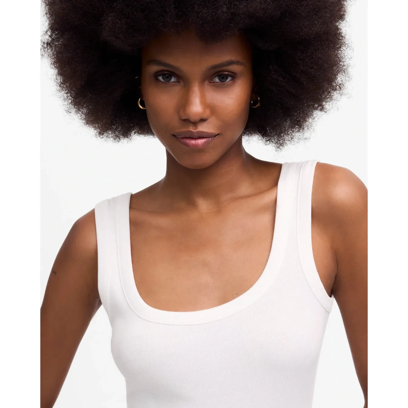 Madewell Regenerative Cotton Ribbed Scoopneck Tank Top Womens White XL NWT - Image 4