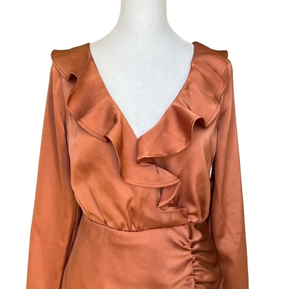 Majorelle x Revolve - Nelly Mini Dress in Terracotta Brown Sz S - Image 5