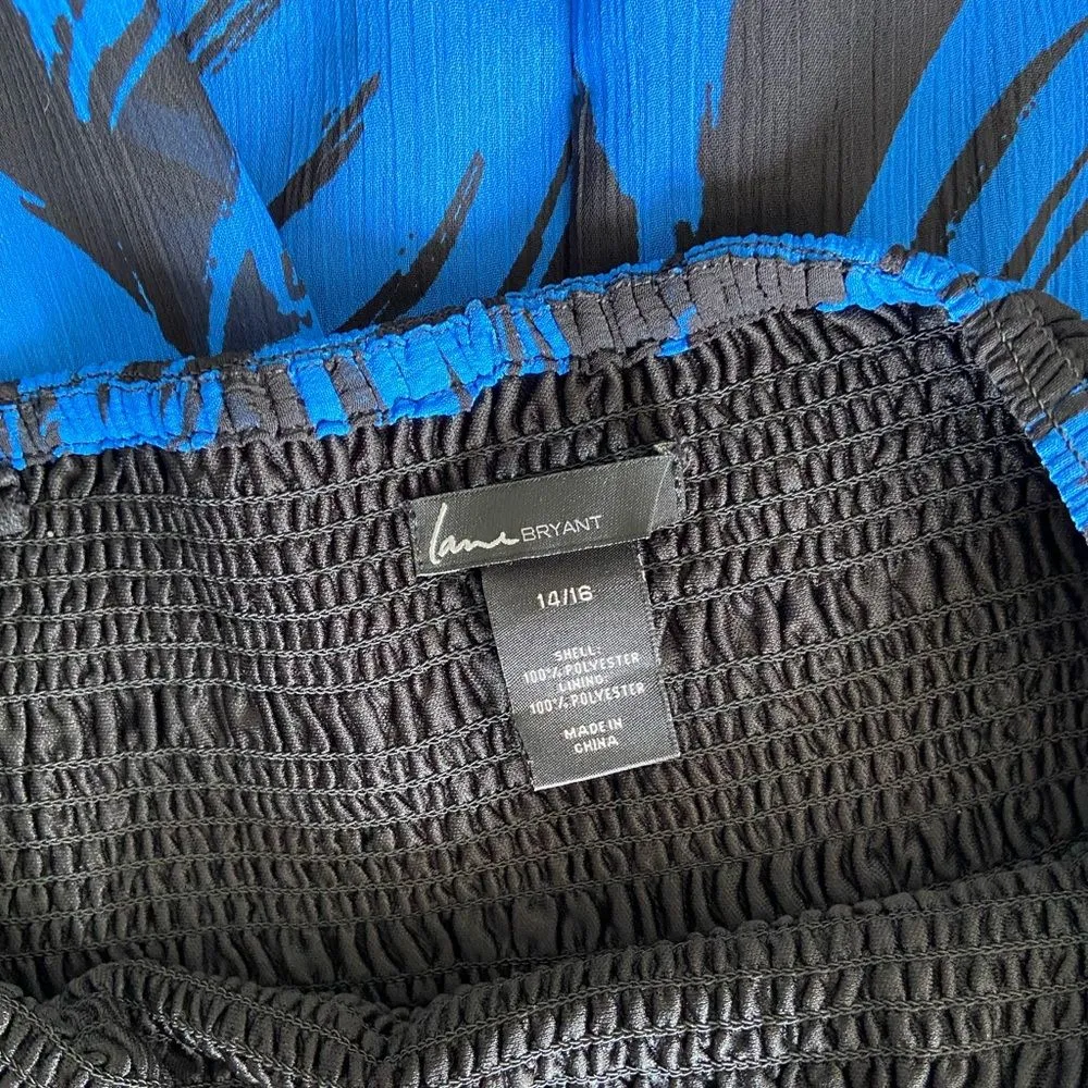 Lane Bryant Strapless Maxi Dress Leaf Print Blue Feminine Party Vacay Chic 14/16 - Image 8