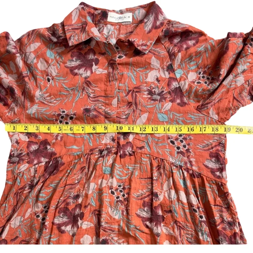Natural Life Rebecca Midi Dress | Orange Tropical Floral | Size M | Pockets! - Image 10
