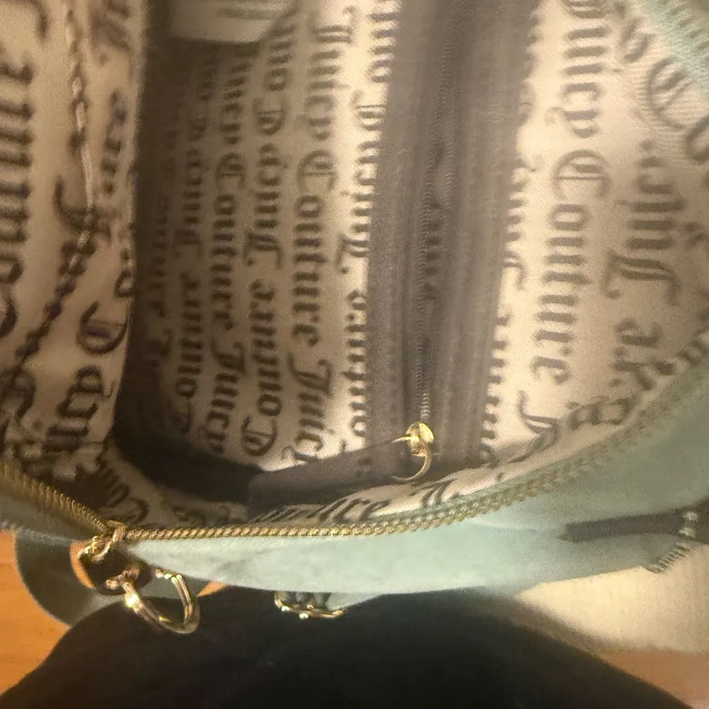 Juicy Couture Teal Velvet Mini Backpack – Y2K Black Label, Gold Hardware - Image 9