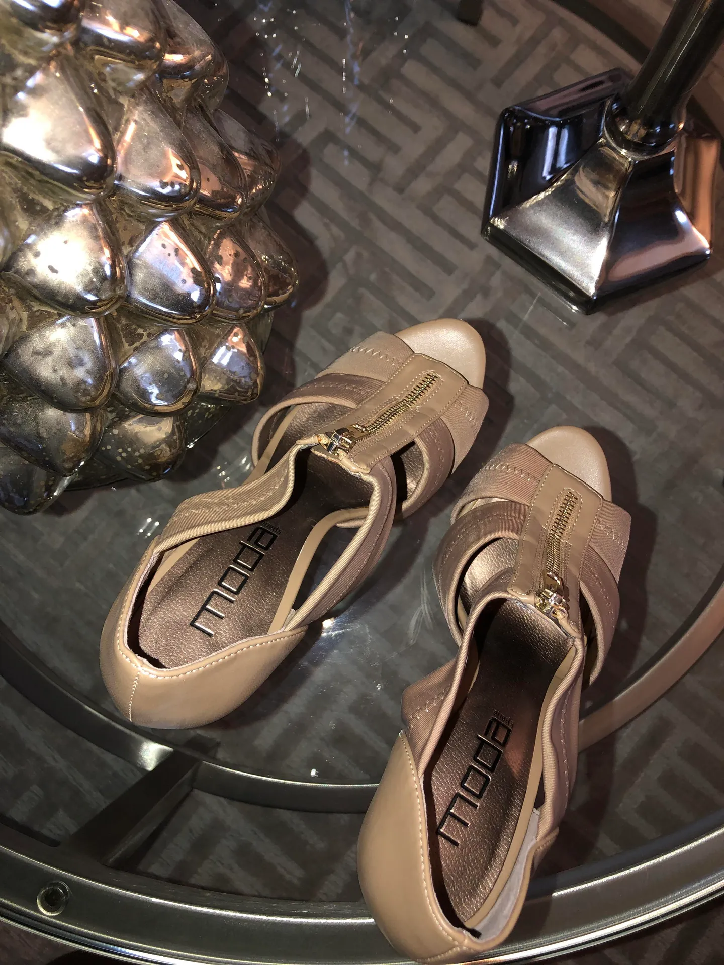 Moda Spana Nude Zip Up Heels - Image 7